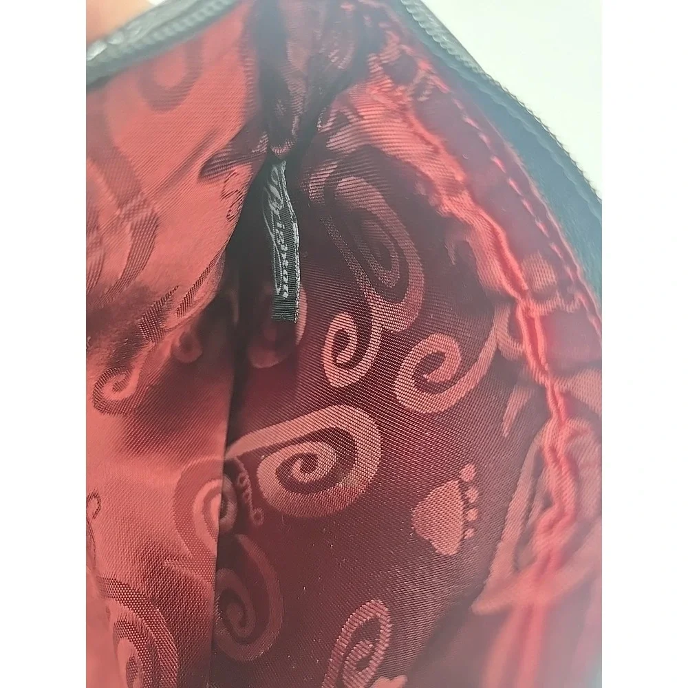 BRIGHTON Small Black Patent Leather SILVER ADORNED Shoulder Bag Cross Body - Picture 6 of 10